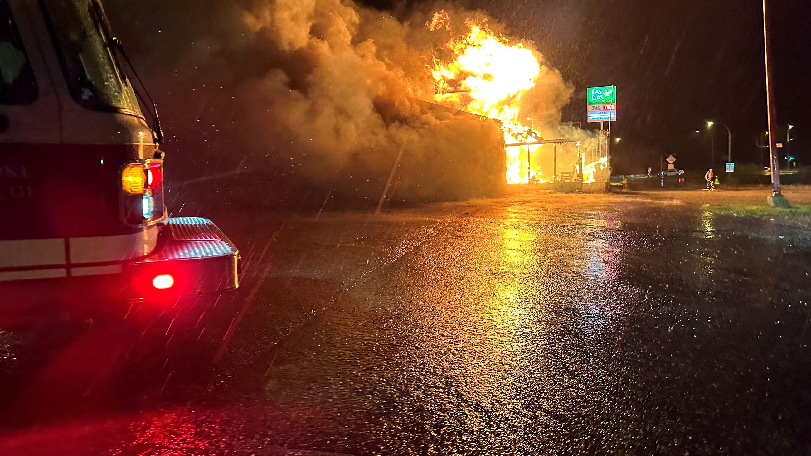 Side View of Ol’ Frontier Family Restaurant Structure Fire