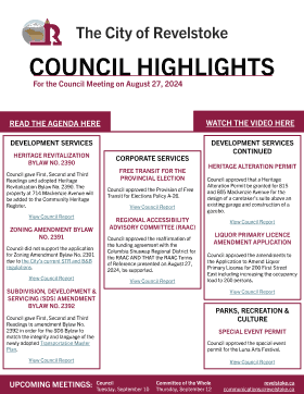 Council Highlights for August 27, 2024 Council Meeting (PDF)