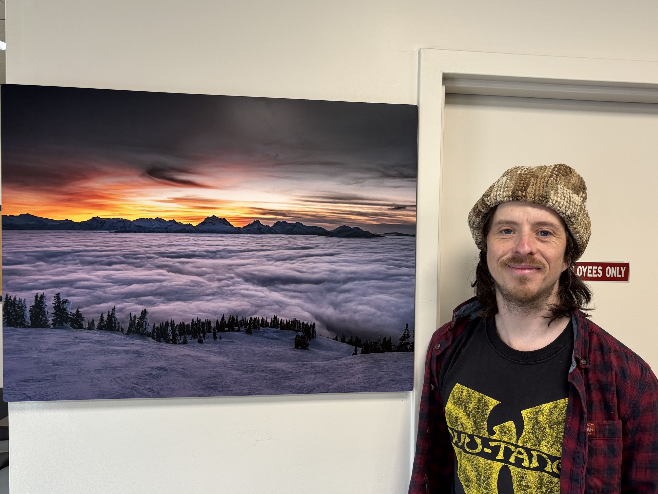 Tom Poole Next to His Artwork, "Sunset Cloud Inversion"