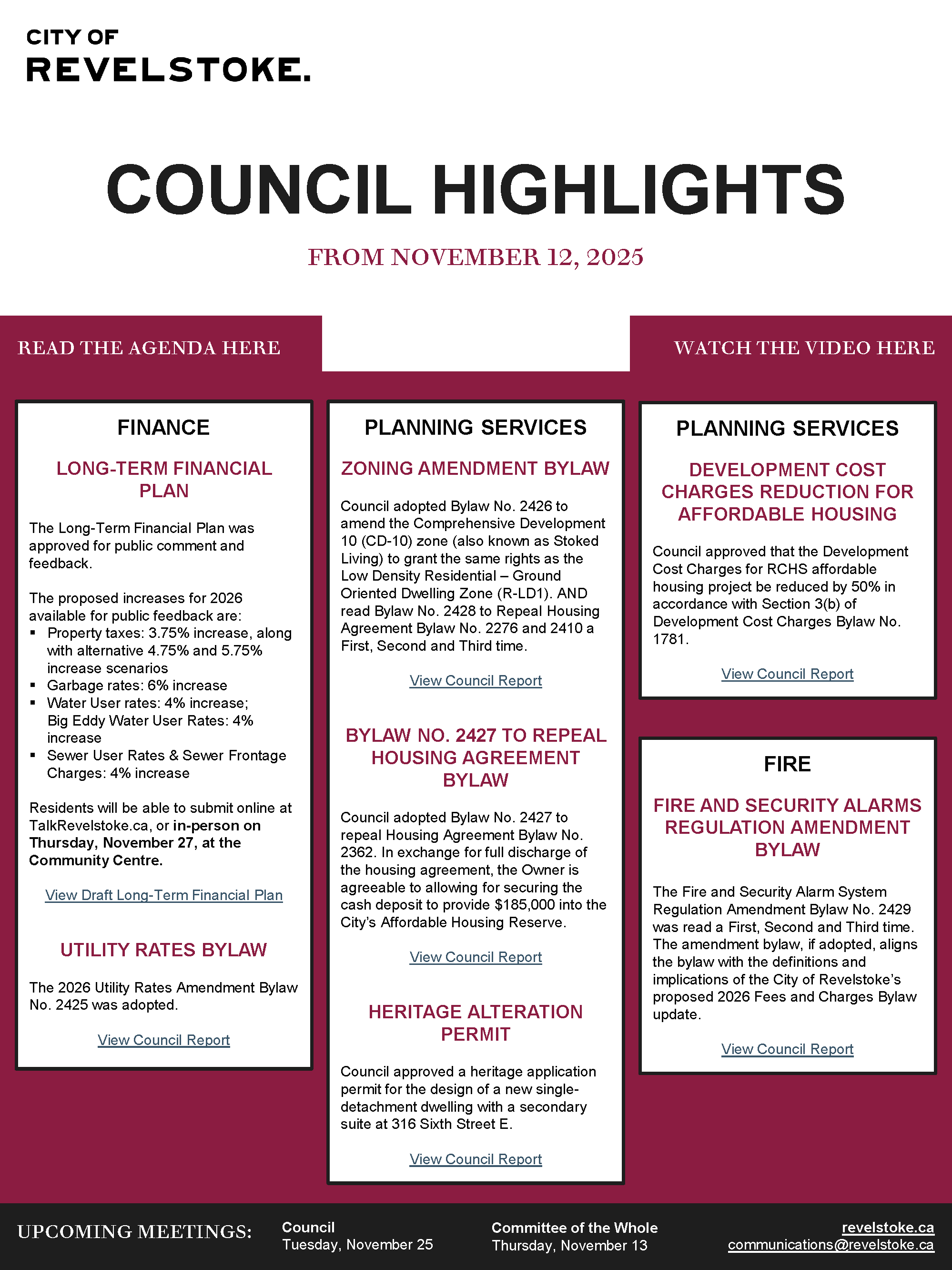 Council Highlights for November 12, 2025 Council Meeting (PDF)