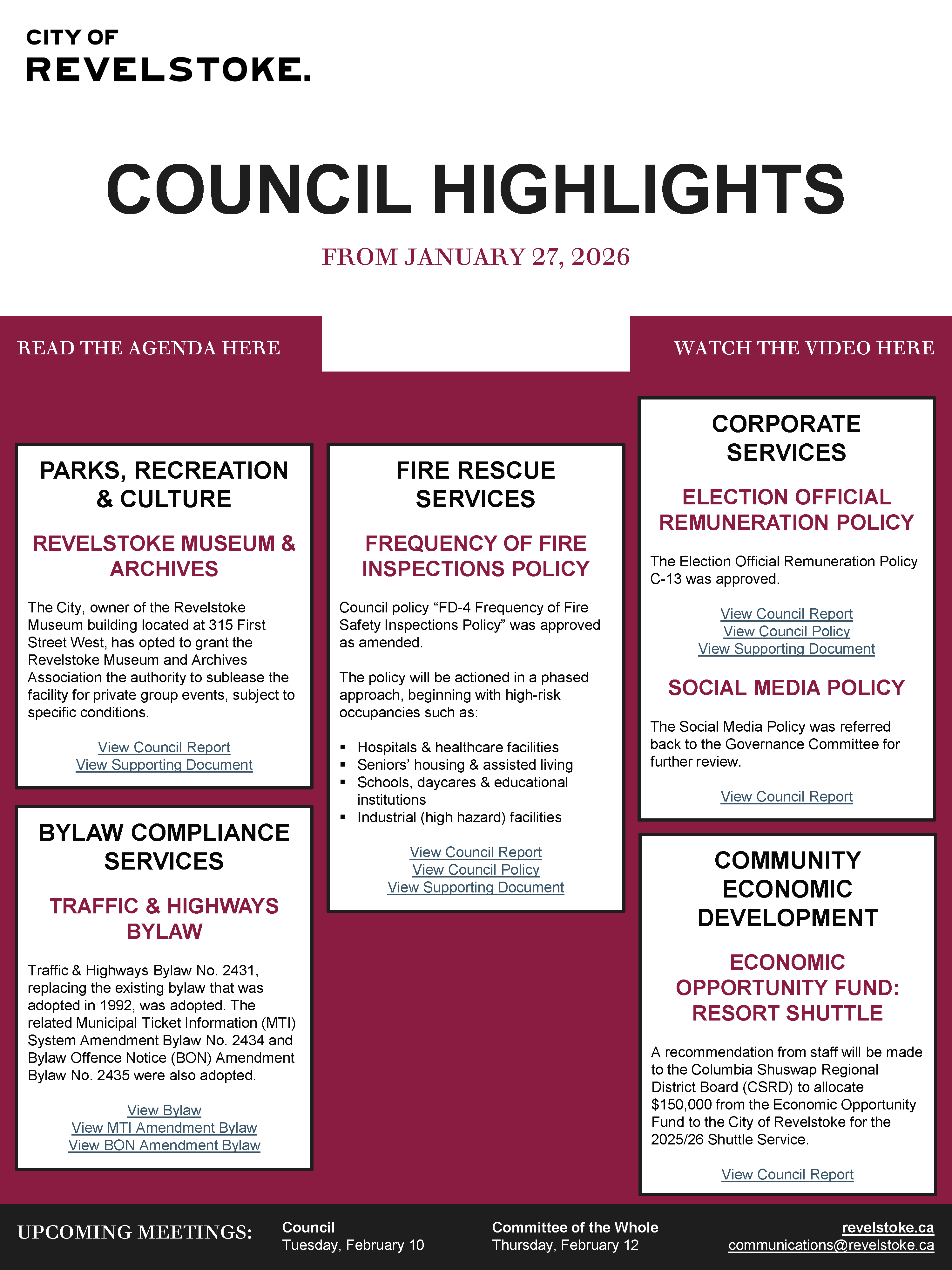 Council Highlights for January 27, 2026