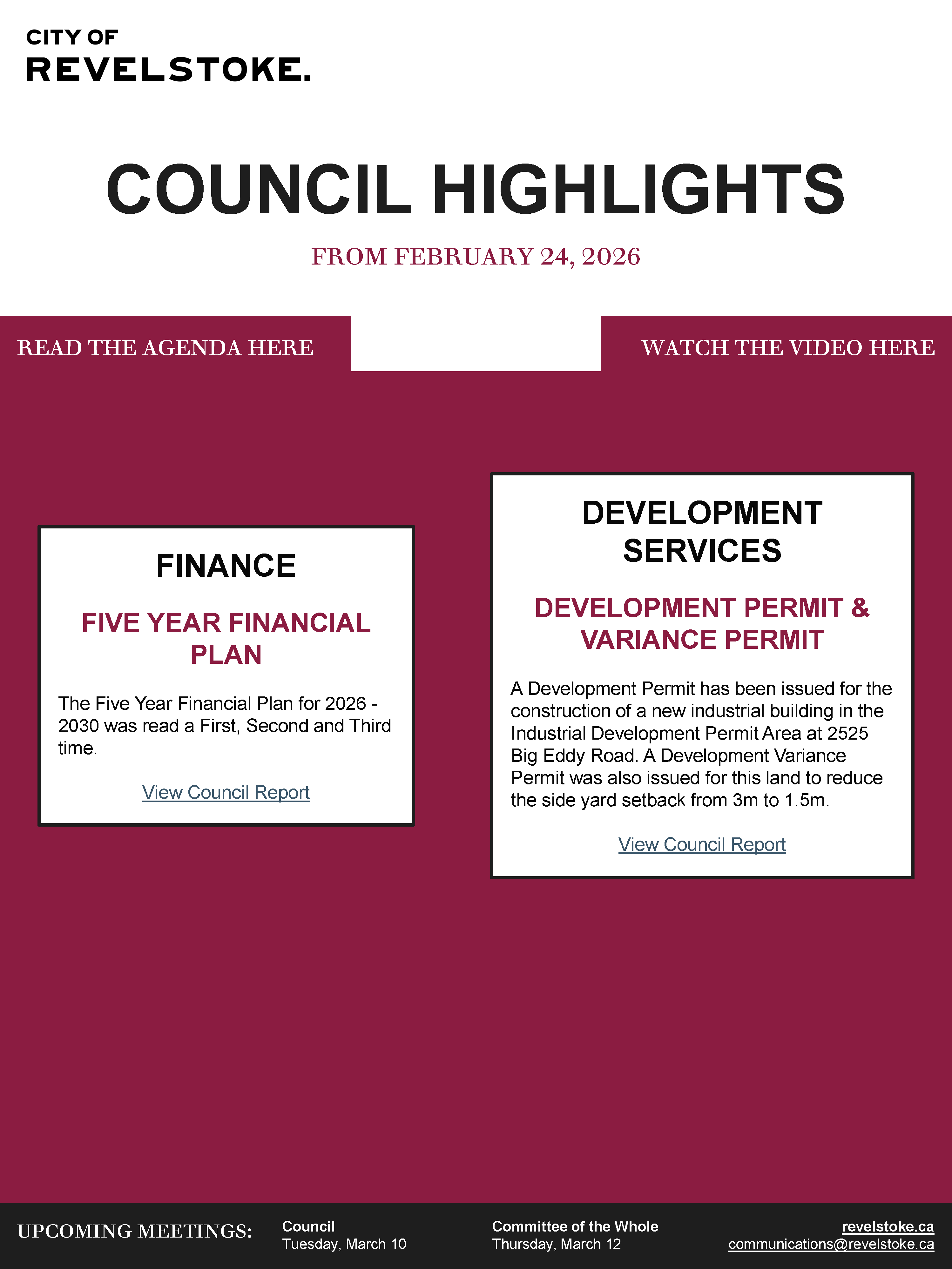 Council Highlights for February 24, 2026